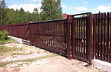 Откатные ворота, из евроштакетника, красный/вишня, фото 3