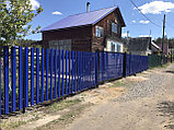 Откатные ворота, из евроштакетника, синий, фото 2
