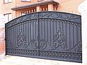 Откатные ворота, сварные, с элементами ковки (с ковкой), под золото, фото 10
