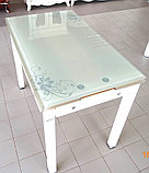 Стол кухонный раздвижной B-07. Обеденный стол трансформер стеклянный 100*60, фото 6