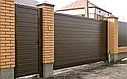 Откатные ворота, с металлосайдингом, коричневый/под дерево, фото 6