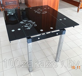 Стол кухонный раздвижной B-07. Обеденный стол трансформер стеклянный 100*60