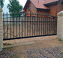 Откатные ворота, сварные комбо, с поликарбонатом, бронза, фото 5