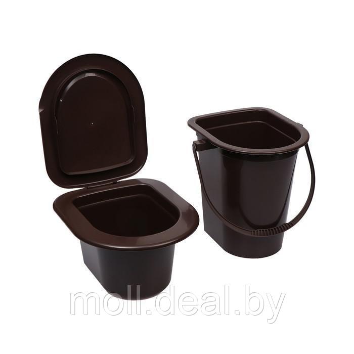 Ведро-туалет, h = 40 см, 17 л, со съёмным горшком, коричневое - фото 2 - id-p210228533