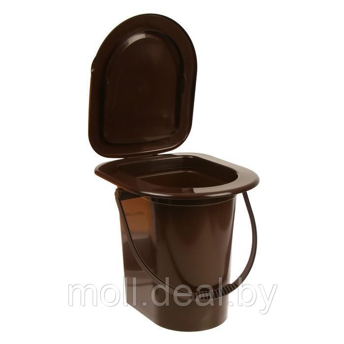 Ведро-туалет, h = 40 см, 17 л, со съёмным горшком, коричневое - фото 4 - id-p210228533