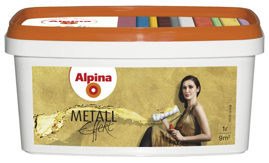 Краска с металлическим эффектом Alpina Metall Effekt Gold, Silber, Bronze 1л.