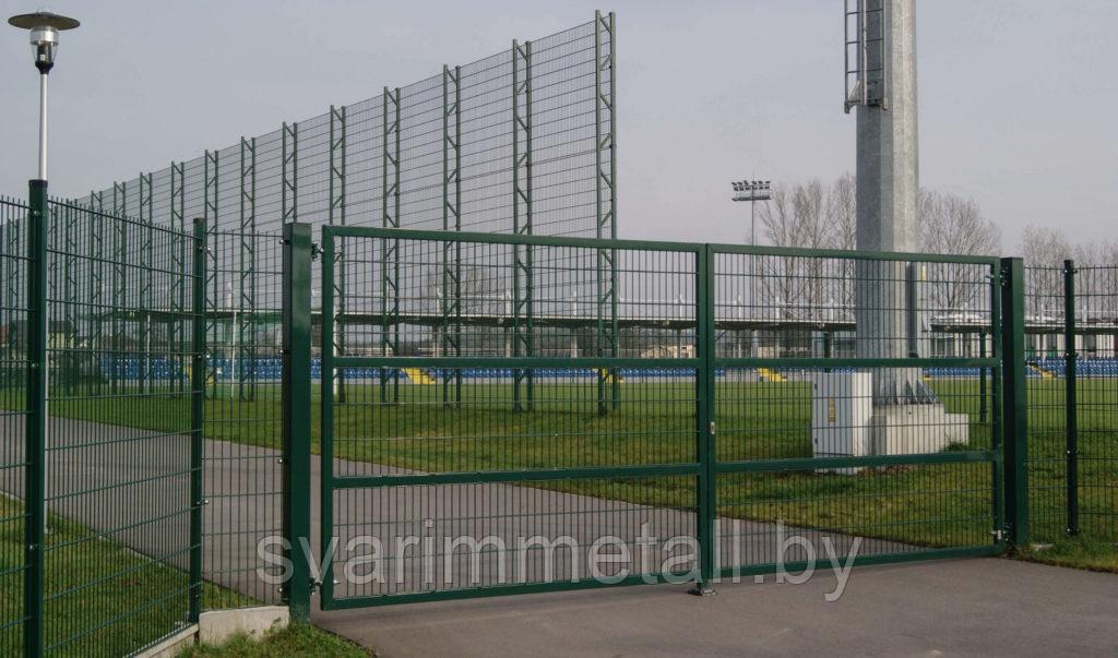 Распашные ворота, из 3D ограждения, зеленый - фото 1 - id-p210933460