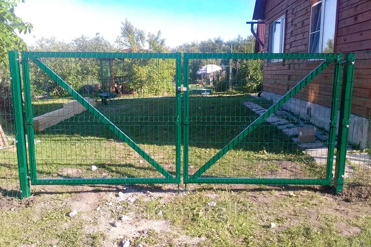 Распашные ворота, из 3D ограждения, синий - фото 6 - id-p210933945