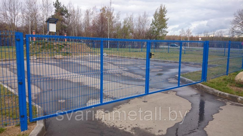 Распашные ворота, из 3D ограждения, синий - фото 2 - id-p210934086