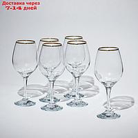 Набор бокалов Amber, стеклянный, 365 мл, 6 шт, золотая кайма
