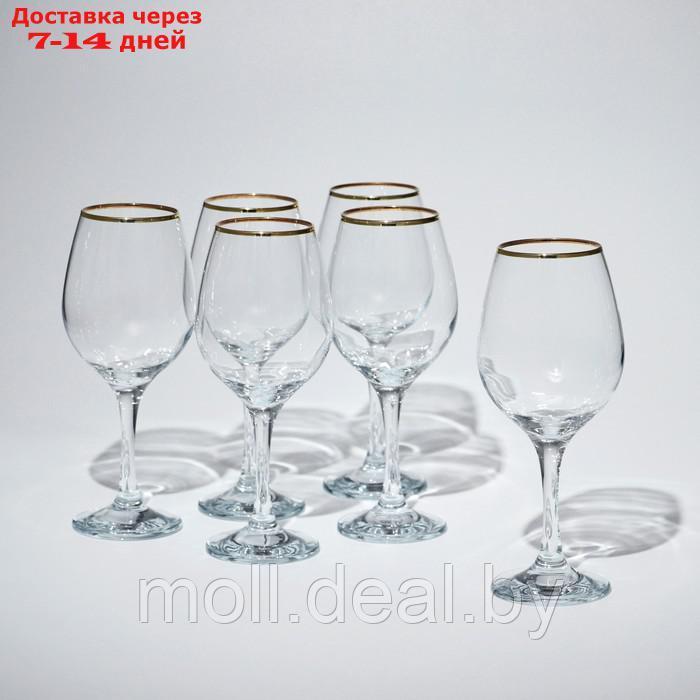 Набор бокалов Amber, стеклянный, 365 мл, 6 шт, золотая кайма - фото 1 - id-p210922067