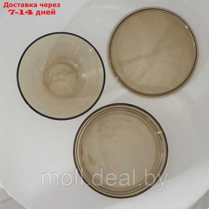 Набор стеклянных тарелок "Дымка", 5 предметов: 2 тарелки d=18,3 см, 3 тарелки d=19,8 см - фото 4 - id-p210922080