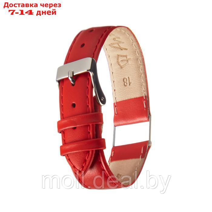 Ремешок для часов, мужской, 18 мм, натуральная кожа, красный - фото 4 - id-p210920571