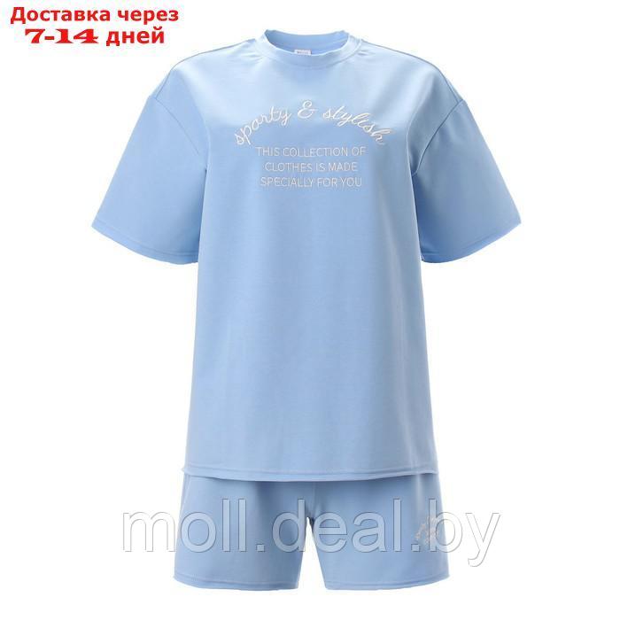 Комплект (футболка, шорты) женский MINAKU цвет голубой, р-р 46 - фото 8 - id-p210920683