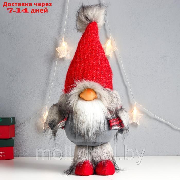 Кукла интерьерная "Дед Мороз в красном колпаке с меховой бомбошкой" 45х18х11 см - фото 1 - id-p210918259