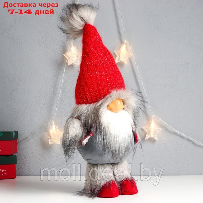 Кукла интерьерная "Дед Мороз в красном колпаке с меховой бомбошкой" 45х18х11 см - фото 2 - id-p210918259