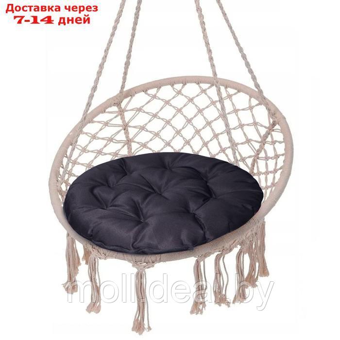 Подушка круглая на кресло непромокаемая D60 см, цвет т-серый, файберфлекс, грета 20%, пэ 80% - фото 1 - id-p210921110