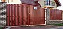 Распашные ворота, из евроштакетника, черный, фото 2
