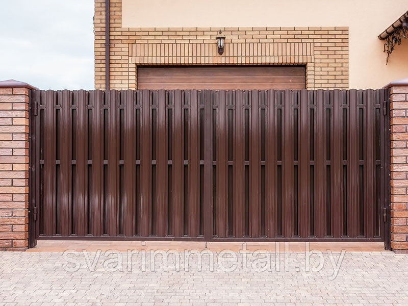 Распашные ворота, из евроштакетника, черный - фото 3 - id-p210936617