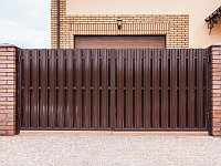 Распашные ворота, из евроштакетника, коричневый/шоколад