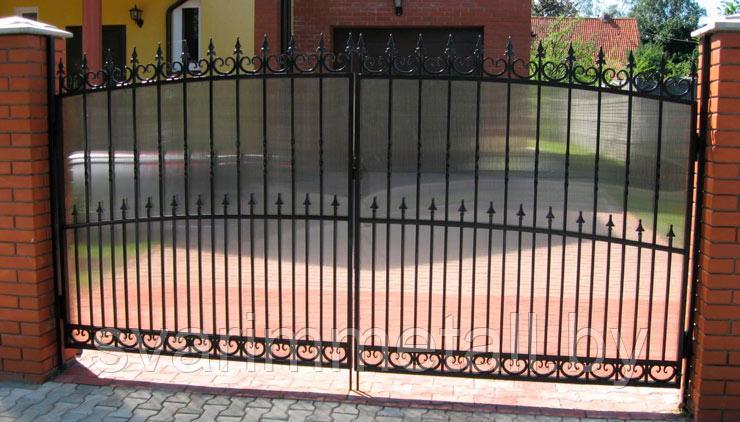 Распашные ворота, сварные с поликарбонатом, черный - фото 10 - id-p210936664