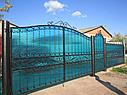 Распашные ворота, сварные с поликарбонатом, зеленый, фото 3