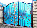 Распашные ворота, сварные с поликарбонатом, зеленый, фото 5