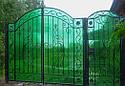 Распашные ворота, сварные с поликарбонатом, зеленый, фото 9