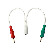 Кабель аудио сигнала Cablexpert, джек3.5 нушники + 3.5 микрофон- джек3.5 4pin, длина 20см, белый (CCA-418W)