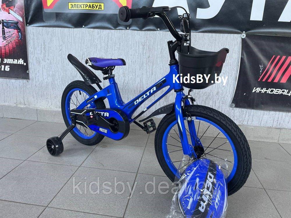 Детский велосипед Delta Prestige 18" New + шлем 2023 (синий) с магниевой рамой и спицованными колёсами