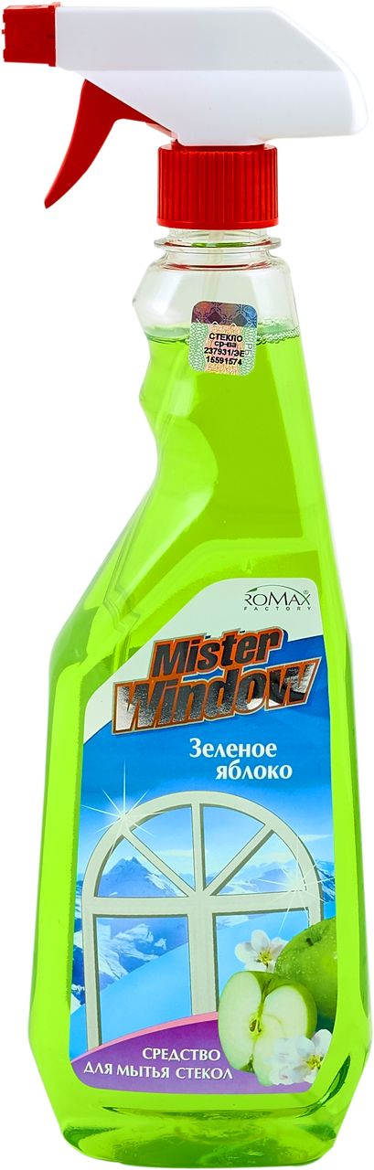 Средство для мытья окон "Mister Window" Зеленое яблоко, 750мл. - фото 1 - id-p210938010