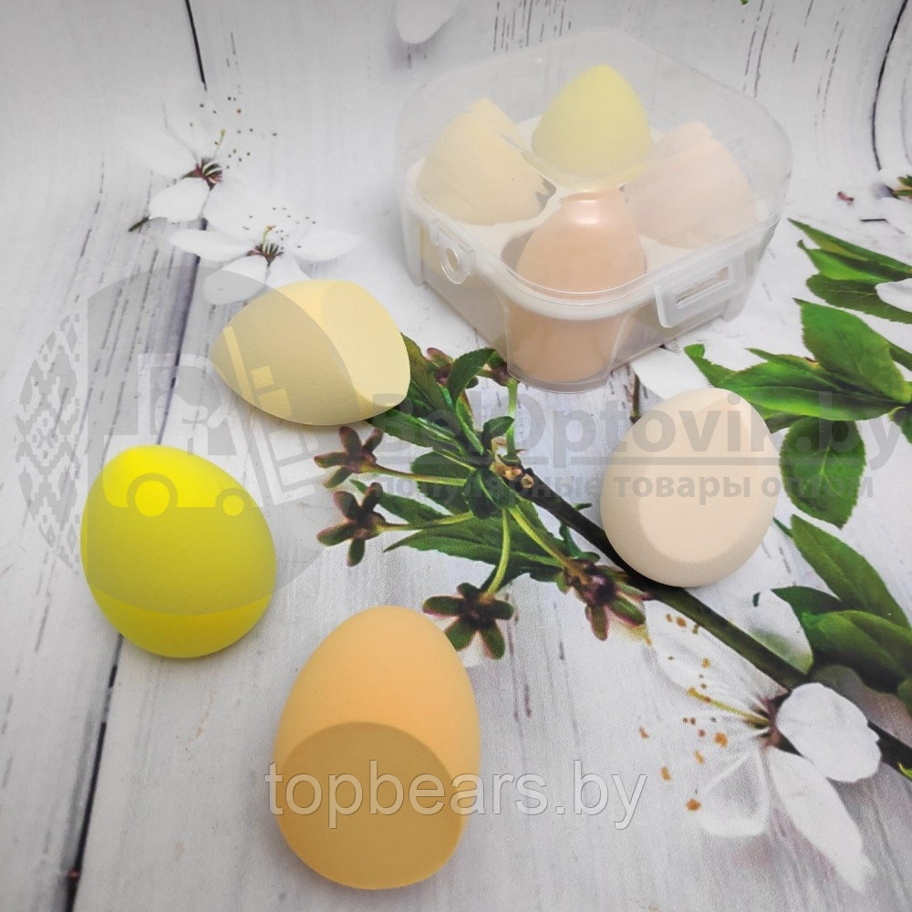 Набор спонжей для макияжа (4 штуки в пластиковом боксе) Желтые оттенки - фото 9 - id-p179744301