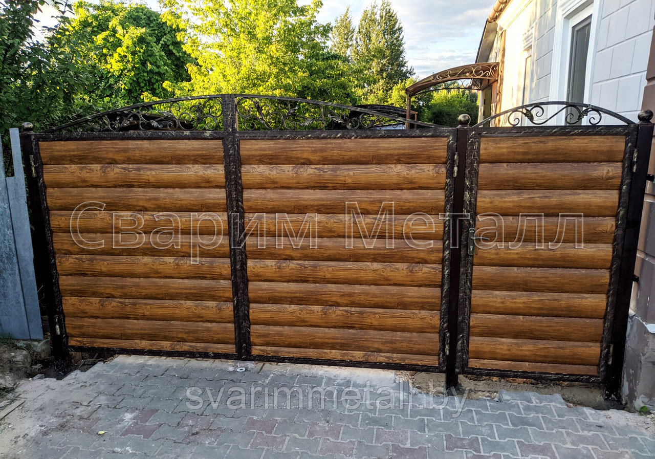 Распашные ворота, из металлосайдинга, черный - фото 5 - id-p210952045