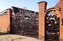 Распашные ворота, сварные, с элементами ковки (с ковкой), серый, фото 7