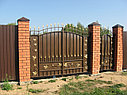 Распашные ворота, сварные, с элементами ковки (с ковкой), серый, фото 10