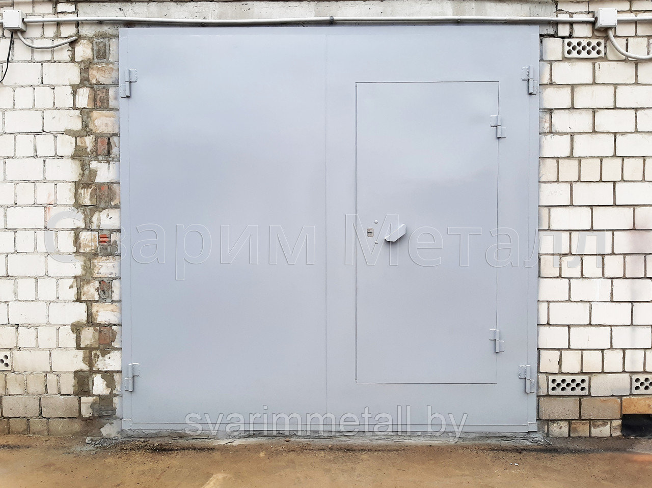 Сварные гаражные ворота (в гараж), серый - фото 2 - id-p210957644