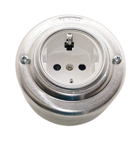 PETRUCCI розетка с заземлением белая "сталь"