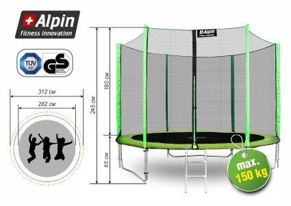 Батут Alpin 3.12 м с защитной сеткой и лестницей - фото 3 - id-p210955346