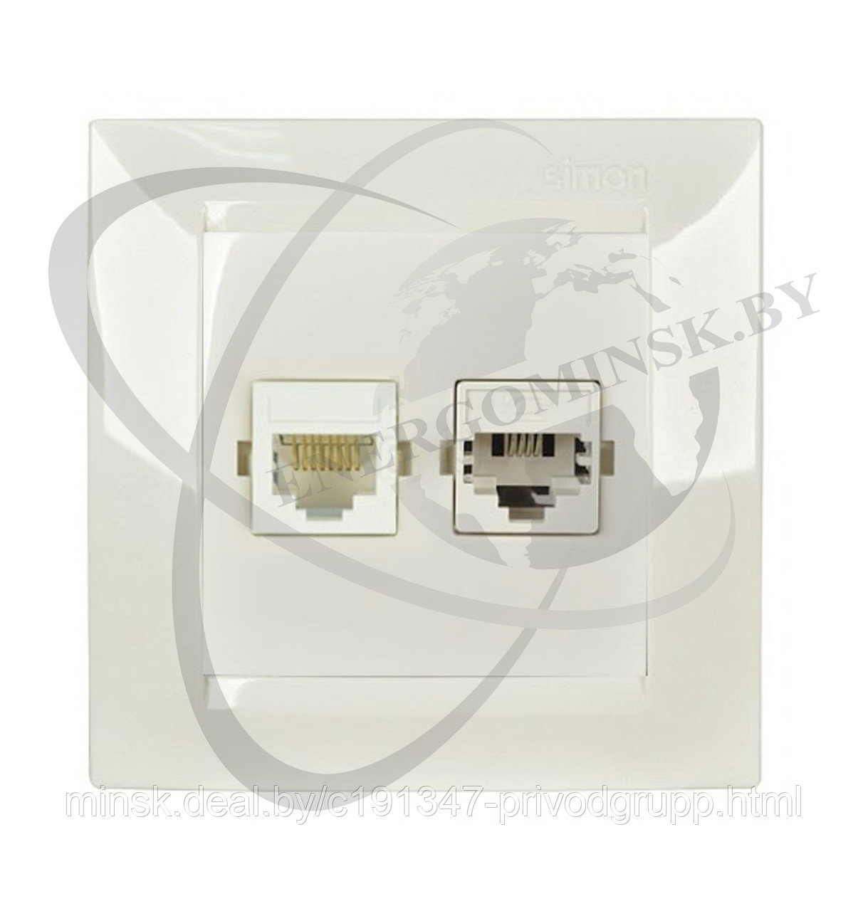 Розетка телефонная/компьютерная RJ-11 и RJ-45, белый (1590590-030) - фото 1 - id-p210957741