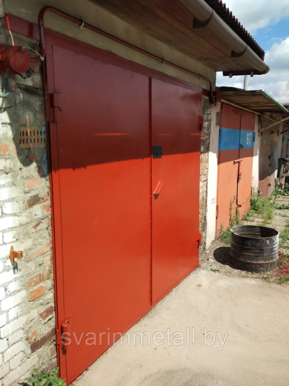 Сварные гаражные ворота (в гараж), красный - фото 2 - id-p210958631