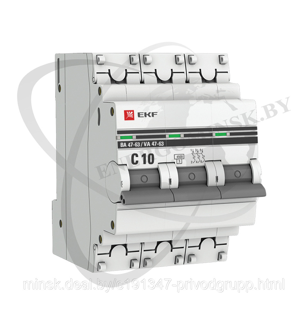 Автоматический выключатель ВА 47-63, 3P 10А (C) 4,5kA EKF PROxima - фото 1 - id-p210958362