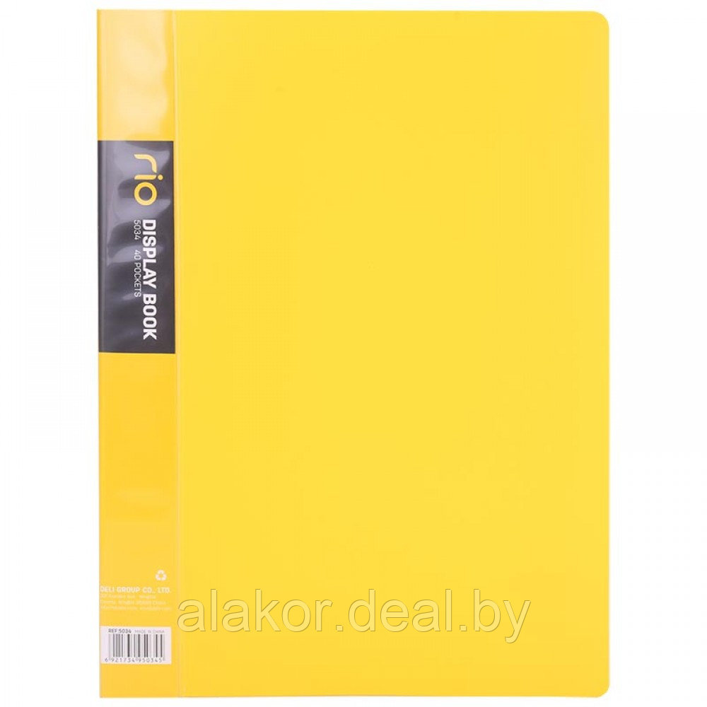 Папка с 40 вкладышами Deli, A4, 14мм, 750мкм, голубая, желтая, салатовая, оранжевая, розовая - фото 4 - id-p210225924