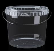 Ведро 3,25 литра с крышкой 100% пищевое, круглое, белое и прозрачное, для горячих и холодных