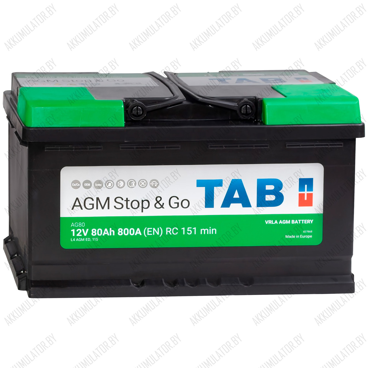 Аккумулятор TAB Stop & Go AGM / [213080] / 80Ah / 800А - фото 1 - id-p75049000