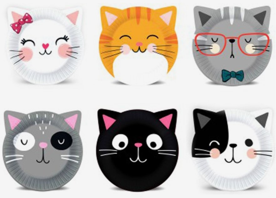 Набор одноразовой бумажной посуды Sima-Land «Кошки с ушками» (тарелки 6 шт., диаметр 23 см) - фото 2 - id-p211039939