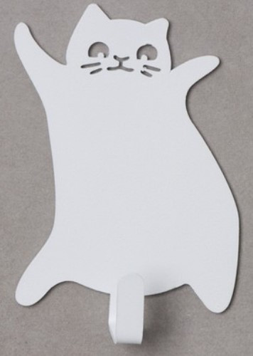 Крючок настенный металлический самоклеящийся «Кот» 70*95*15 мм, белый