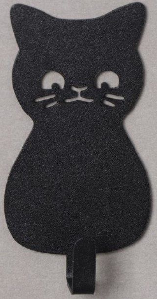 Крючок настенный металлический самоклеящийся «Кот» 10*5,5*2 см, черный