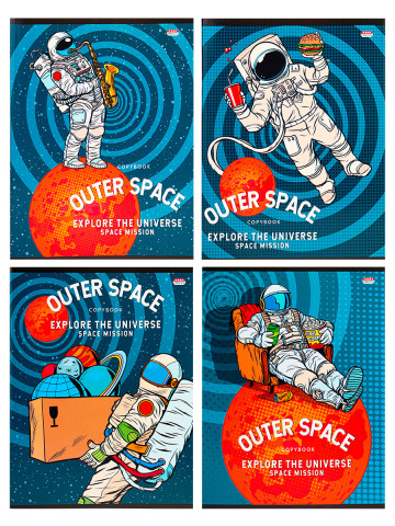 Тетрадь общая А5, 96 л. на скобе «Космический отдых» 160*202 мм, клетка, ассорти - фото 2 - id-p211040155