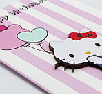 Открытка поздравительная ручной работы и конверт 105*147 мм, «Happy Birthday. Kitty с шариками»