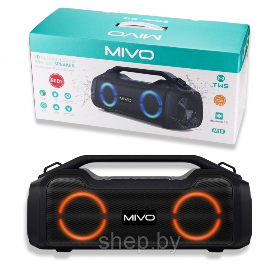 Портативная Bluetooth колонка Mivo M15 80 Ватт с радио СУПЕРЗВУК! - фото 9 - id-p211053803
